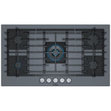 Bosch Benchmark Series NGMP677UC Gas Cooktop, 36 inch Exterior Width, 5 Burners, 14,300 BTU Highest Burner, Dark Silver colour