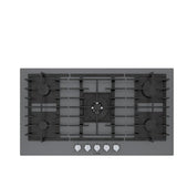 Bosch Benchmark Series NGMP677UC Gas Cooktop, 36 inch Exterior Width, 5 Burners, 14,300 BTU Highest Burner, Dark Silver colour