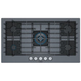 Bosch Benchmark Series NGMP677UC Gas Cooktop, 36 inch Exterior Width, 5 Burners, 14,300 BTU Highest Burner, Dark Silver colour