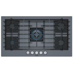 Bosch Benchmark Series NGMP677UC Gas Cooktop, 36 inch Exterior Width, 5 Burners, 14,300 BTU Highest Burner, Dark Silver colour