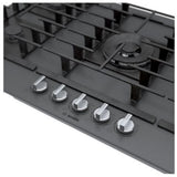 Bosch Benchmark Series NGMP677UC Gas Cooktop, 36 inch Exterior Width, 5 Burners, 14,300 BTU Highest Burner, Dark Silver colour