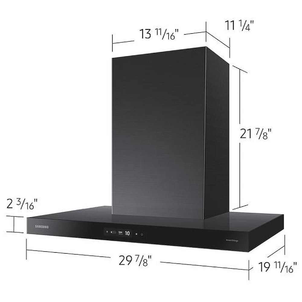 Samsung Bespoke NK30CB700W33AA Range Hood, 30 inch Exterior Width, Chimney, Wall Mounted, 630 CFM, Accepts Both