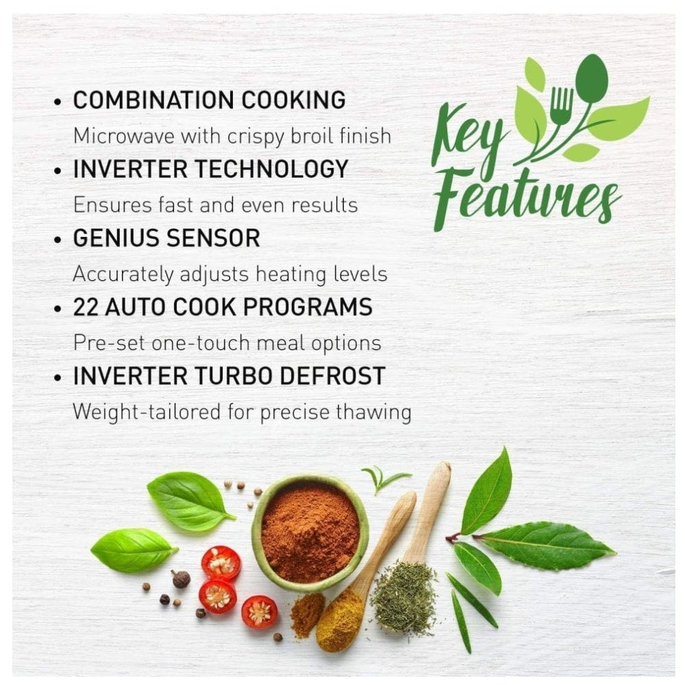 Panasonic NNGT69KSC Countertop Microwave, 20 inch Exterior Width, 1.1 cu. ft. Capacity, 1,100 W Watts, Stainless Steel colour Inverter Technology