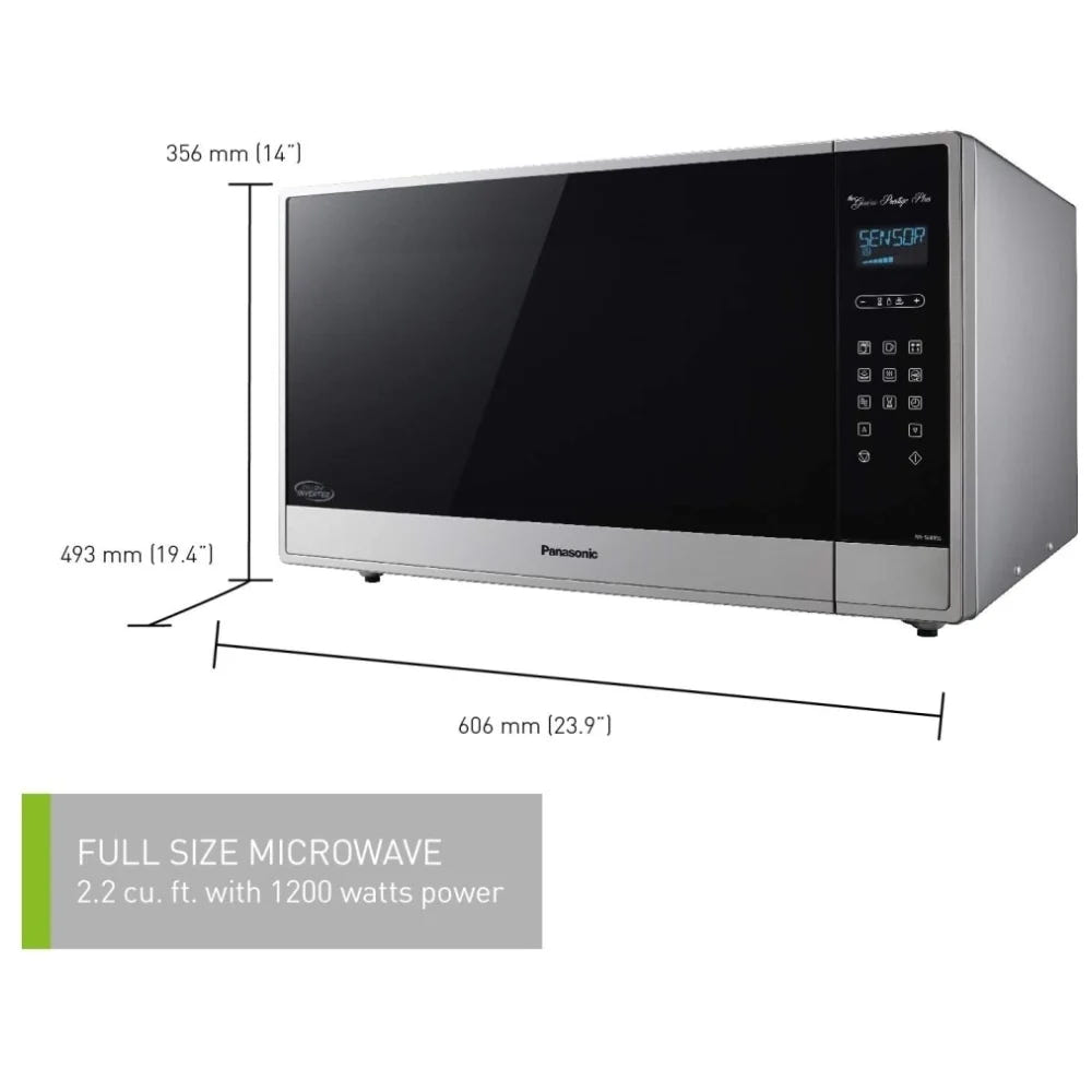 Panasonic NNSE995SC Countertop Microwave, 24 inch Exterior Width, 2.2 cu. ft. Capacity, 1,200 W Watts, Stainless Steel colour Cyclonic Inverter