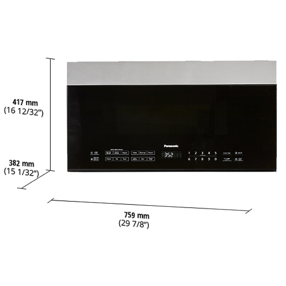 Panasonic NNSG158S Over the Range Microwave, 30 inch Exterior Width, 1.9 cu. ft. Capacity, 400 CFM, 1,000 W Watts, LED, Stainless Steel colour