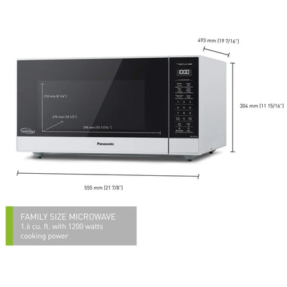 Panasonic NNST75LWC Countertop Microwave, 1.6 cu. ft. Capacity, 1,200 W Watts, White colour Genius Sensor Cooking, Cyclonic Inverter
