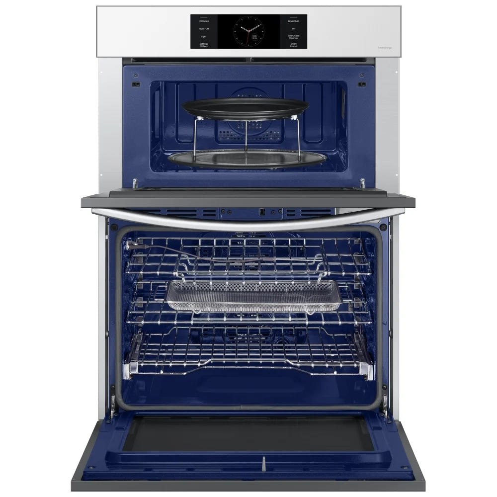 Samsung Bespoke NQ70CB700D12AA Microwave Wall Oven Combo, 30 inch Exterior Width, Convection, Self Clean, 7 cu. ft. Capacity, Temperature Probe, Wifi Enabled, Air Fry, White colour FlexDuo, Air Fry, Air Sous Vide