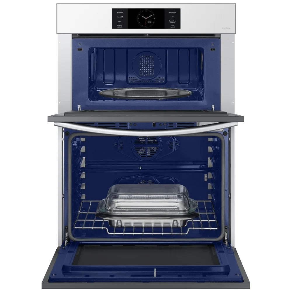 Samsung Bespoke NQ70CB700D12AA Microwave Wall Oven Combo, 30 inch Exterior Width, Convection, Self Clean, 7 cu. ft. Capacity, Temperature Probe, Wifi Enabled, Air Fry, White colour FlexDuo, Air Fry, Air Sous Vide