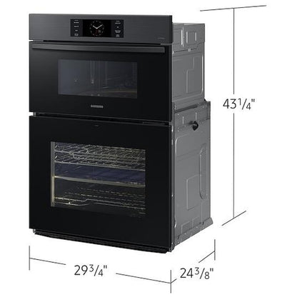 Samsung Bespoke NQ70CG700DMTAA Microwave Wall Oven Combo, 30 inch Exterior Width, Convection, Self Clean, 7 cu. ft. Capacity, Temperature Probe, Wifi Enabled, Air Fry, Black Matte Steel colour FlexDuo, Air Fry, Air Sous Vide