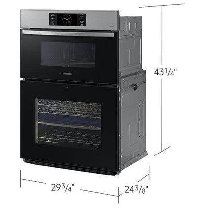 Samsung Bespoke NQ70CG700DSRAA Microwave Wall Oven Combo, 30 inch Exterior Width, Convection, Self Clean, 7 cu. ft. Capacity, Temperature Probe, Wifi Enabled, Air Fry, Stainless Steel colour FlexDuo, Air Fry, Air Sous Vide