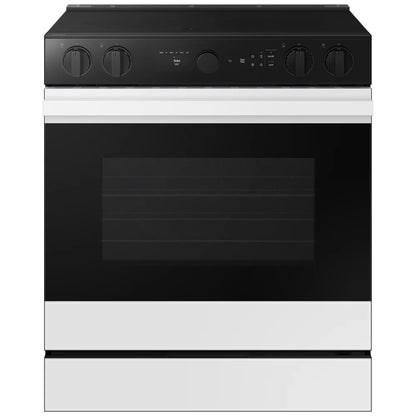 Samsung NSE6DB870012AC Electric Range, 6.3 cu. ft. Capacity, 30 inch Exterior Width, Convection, 5 Burners, Storage Drawer, Air Fry, Self Clean, 3,600 Watts Highest Burner Element, White Glass: colour True European Convection