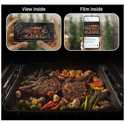 Samsung NSE6DB870012AC Electric Range, 6.3 cu. ft. Capacity, 30 inch Exterior Width, Convection, 5 Burners, Storage Drawer, Air Fry, Self Clean, 3,600 Watts Highest Burner Element, White Glass: colour True European Convection