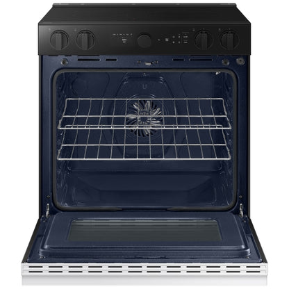 Samsung NSE6DB870012AC Electric Range, 6.3 cu. ft. Capacity, 30 inch Exterior Width, Convection, 5 Burners, Storage Drawer, Air Fry, Self Clean, 3,600 Watts Highest Burner Element, White Glass: colour True European Convection
