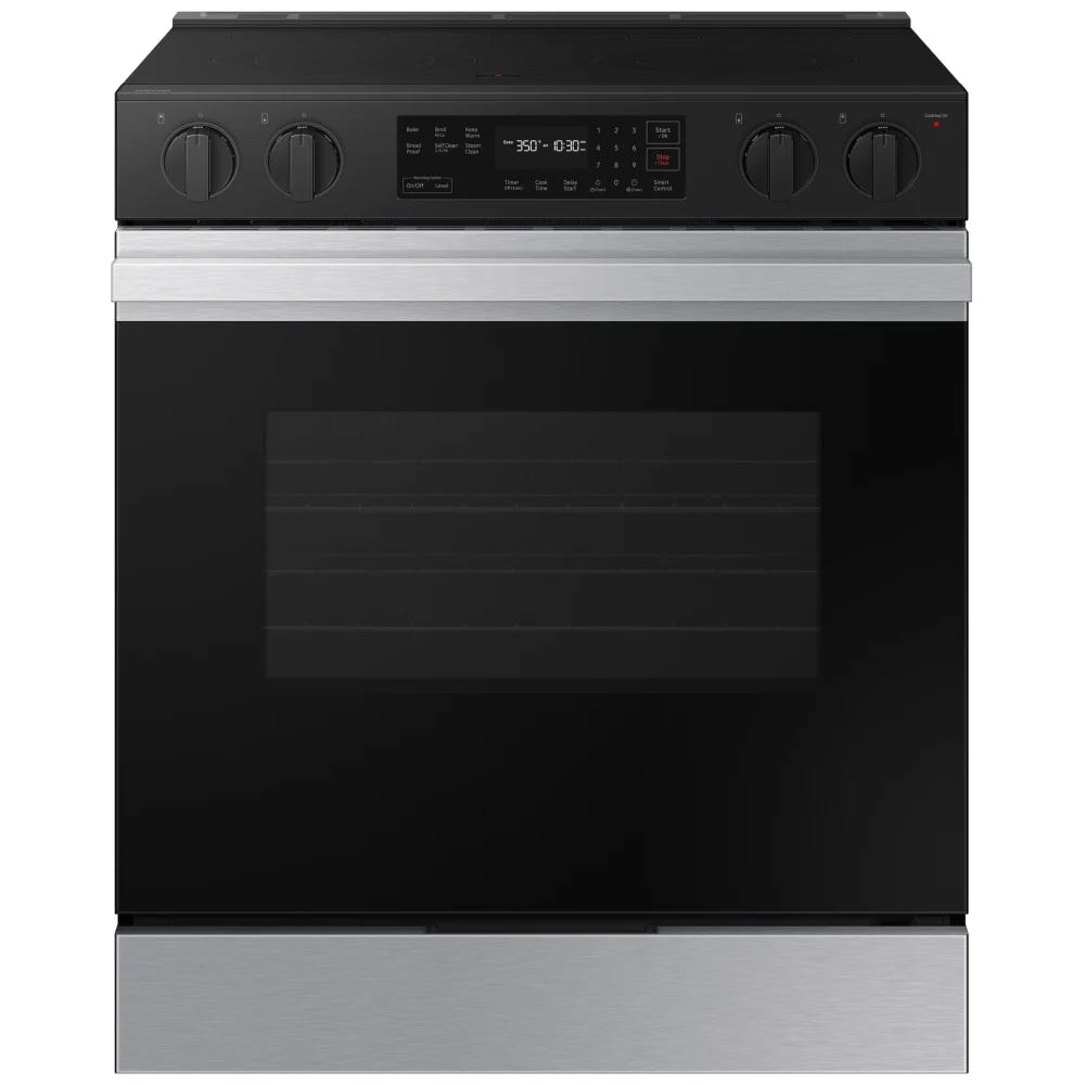 Samsung Bespoke NSE6DG8100SRAC Electric Range, 6.3 cu. ft. Capacity, 30 inch Exterior Width, 5 Burners, Storage Drawer, Self Clean, 3,000 Watts Highest Burner Element, Stainless Steel colour, SmartThings™