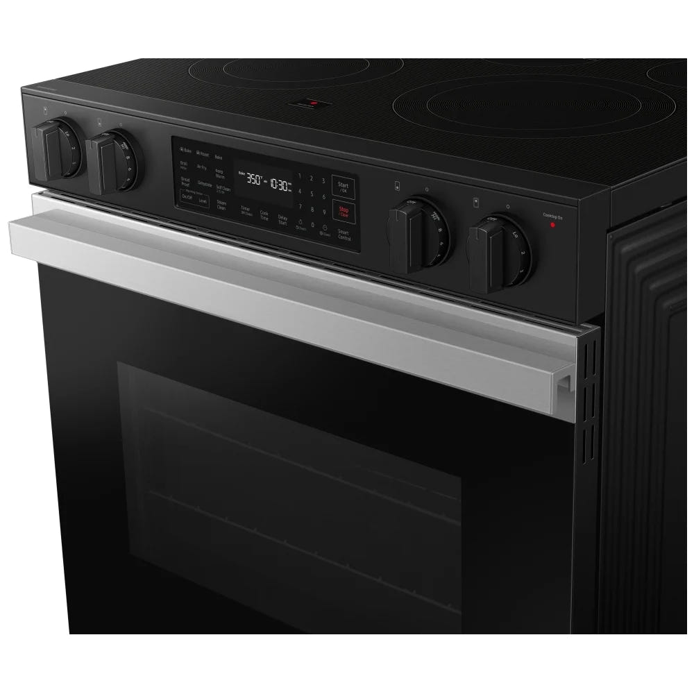 Samsung Bespoke NSE6DG8300SRAC Electric Range, 6.3 cu. ft. Capacity, 30 inch Exterior Width, Convection, 5 Burners, Storage Drawer, Air Fry, Self Clean, 3,000 Watts Highest Burner Element, Stainless Steel colour Air Fry