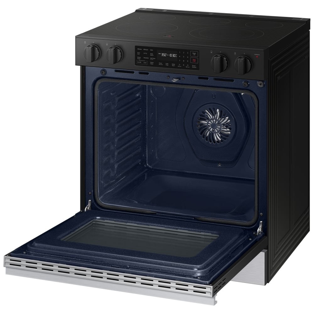 Samsung Bespoke NSE6DG8300SRAC Electric Range, 6.3 cu. ft. Capacity, 30 inch Exterior Width, Convection, 5 Burners, Storage Drawer, Air Fry, Self Clean, 3,000 Watts Highest Burner Element, Stainless Steel colour Air Fry