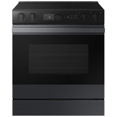 Samsung Bespoke NSE6DG8500MTAC Electric Range, 6.3 cu. ft. Capacity, 30 inch Exterior Width, True Convection, 5 Burners, Storage Drawer, & , Self Clean, 3,600 Watts Highest Burner Element, Black Matte Steel colou