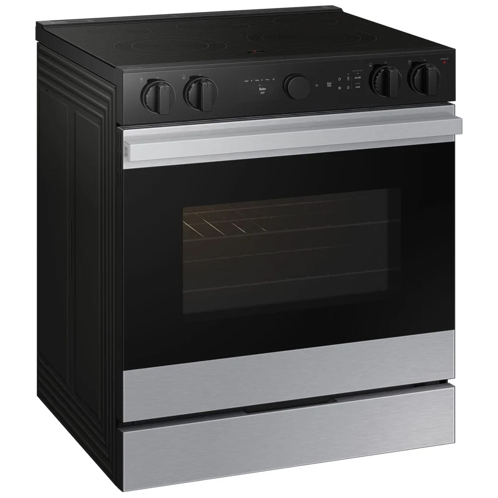 Samsung Bespoke NSE6DG8500SRAC Electric Range, 6.3 cu. ft. Capacity, 30 inch Exterior Width, True Convection, 5 Burners, Storage Drawer, & , Self Clean, 3,600 Watts Highest Burner Element, Stainless Steel colour