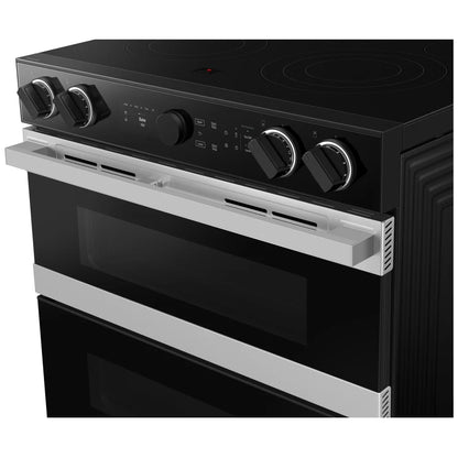 Samsung NSE6DG8550SRAC Electric Range, 6.3 cu. ft. Capacity, 30 inch Exterior Width, True Convection, 5 Burners, Storage Drawer, & , Self Clean, Double Oven, 3,600 Watts Highest Burner Element, Stainless Steel colour, Flex Duo™