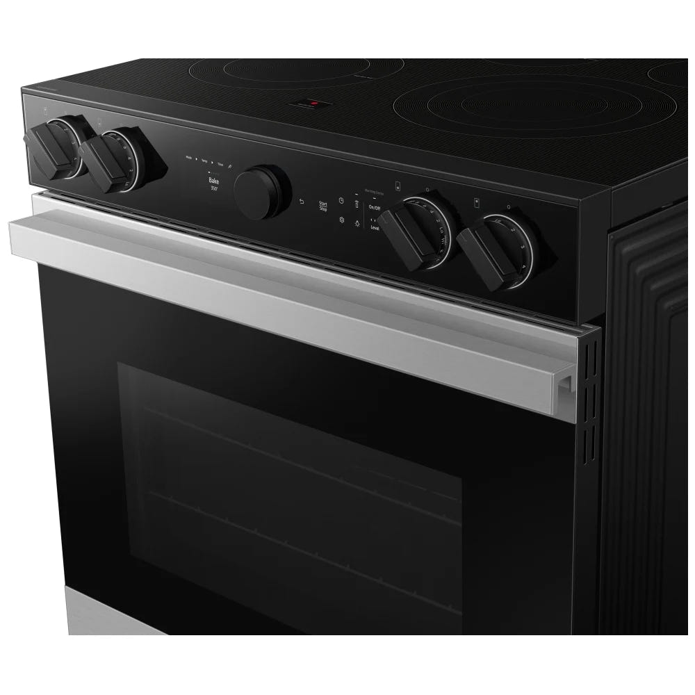 Samsung NSE6DG8700SRAC Electric Range, 6.3 cu. ft. Capacity, 30 inch Exterior Width, True Convection, 5 Burners, Storage Drawer, & , Self Clean, 3,600 Watts Highest Burner Element, Stainless Steel colour