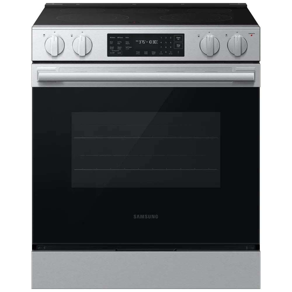 Samsung NSE70H63SRAC Electric Range, 6.3 cu. ft. Capacity, 30 inch Exterior Width, Convection, 5 Burners, Storage Drawer, Air Fry, Self Clean, 3,000 W Highest Element, Stainless Steel colour, SmartThings™