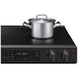 Samsung NSE80H63SEAC Electric Range, 6.3 cu. ft. Capacity, 30 inch Exterior Width, True Convection, 5 Burners, Storage Drawer, & , Self Clean, 3,000 W Highest Element, Matt Black Stainless colour, SmartThings™
