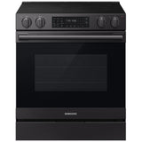Samsung NSE80H63SEAC Electric Range, 6.3 cu. ft. Capacity, 30 inch Exterior Width, True Convection, 5 Burners, Storage Drawer, & , Self Clean, 3,000 W Highest Element, Matt Black Stainless colour, SmartThings™