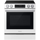 Samsung NSE80H63SWAC Electric Range, 6.3 cu. ft. Capacity, 30 inch Exterior Width, True Convection, 5 Burners, Storage Drawer, & , Self Clean, 3,000 W Highest Element, White colour, SmartThings™