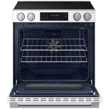 Samsung NSE80H63SWAC Electric Range, 6.3 cu. ft. Capacity, 30 inch Exterior Width, True Convection, 5 Burners, Storage Drawer, & , Self Clean, 3,000 W Highest Element, White colour, SmartThings™