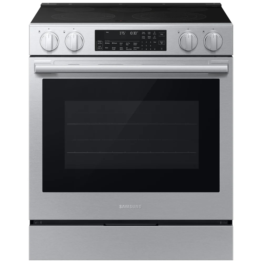 Samsung NSE90H63SRAC Electric Range, 6.3 cu. ft. Capacity, 30 inch Exterior Width, True Convection, 5 Burners, Storage Drawer, & , Self Clean, 3,600 W Highest Element, Stainless Steel colour, Express Boil™, SmartThings™
