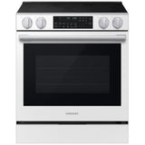Samsung NSE90H63SWAC Electric Range, 6.3 cu. ft. Capacity, 30 inch Exterior Width, True Convection, 5 Burners, Storage Drawer, & , Self Clean, 3,600 W Highest Element, White colour, Express Boil™, SmartThings™