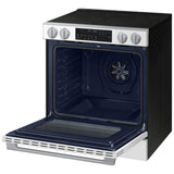 Samsung NSE90H63SWAC Electric Range, 6.3 cu. ft. Capacity, 30 inch Exterior Width, True Convection, 5 Burners, Storage Drawer, & , Self Clean, 3,600 W Highest Element, White colour, Express Boil™, SmartThings™