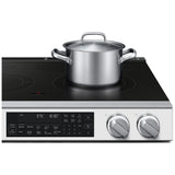 Samsung NSE90H63SWAC Electric Range, 6.3 cu. ft. Capacity, 30 inch Exterior Width, True Convection, 5 Burners, Storage Drawer, & , Self Clean, 3,600 W Highest Element, White colour, Express Boil™, SmartThings™