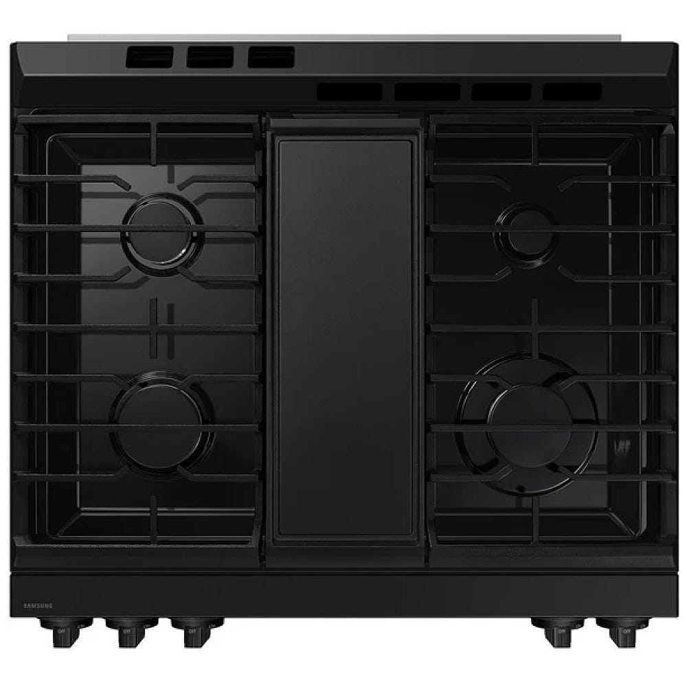 Samsung Bespoke NSG6DG8300SRAA Gas Range, 6 cu. ft. Capacity, 30 inch Exterior Width, Self Clean, Convection, 5 Burners, Storage Drawer, Air Fry, 17,000 BTU Highest Burner, Stainless Steel colour Griddle