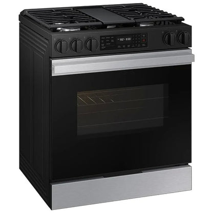 Samsung Bespoke NSG6DG8300SRAA Gas Range, 6 cu. ft. Capacity, 30 inch Exterior Width, Self Clean, Convection, 5 Burners, Storage Drawer, Air Fry, 17,000 BTU Highest Burner, Stainless Steel colour Griddle