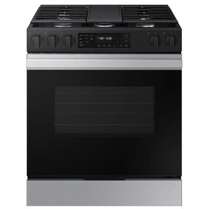 Samsung Bespoke NSG6DG8300SRAA Gas Range, 6 cu. ft. Capacity, 30 inch Exterior Width, Self Clean, Convection, 5 Burners, Storage Drawer, Air Fry, 17,000 BTU Highest Burner, Stainless Steel colour Griddle