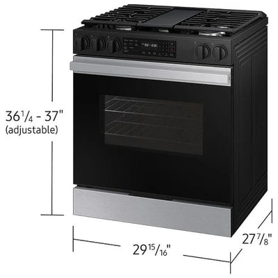 Samsung Bespoke NSG6DG8300SRAA Gas Range, 6 cu. ft. Capacity, 30 inch Exterior Width, Self Clean, Convection, 5 Burners, Storage Drawer, Air Fry, 17,000 BTU Highest Burner, Stainless Steel colour Griddle