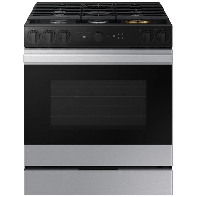 Samsung Bespoke NSG6DG8700SRAA Gas Range, 6 cu. ft. Capacity, 30 inch Exterior Width, Self Clean, True Convection, 5 Burners, Storage Drawer, & , 23,000 BTU Highest Burner, Stainless Steel colour Smart Oven Camera