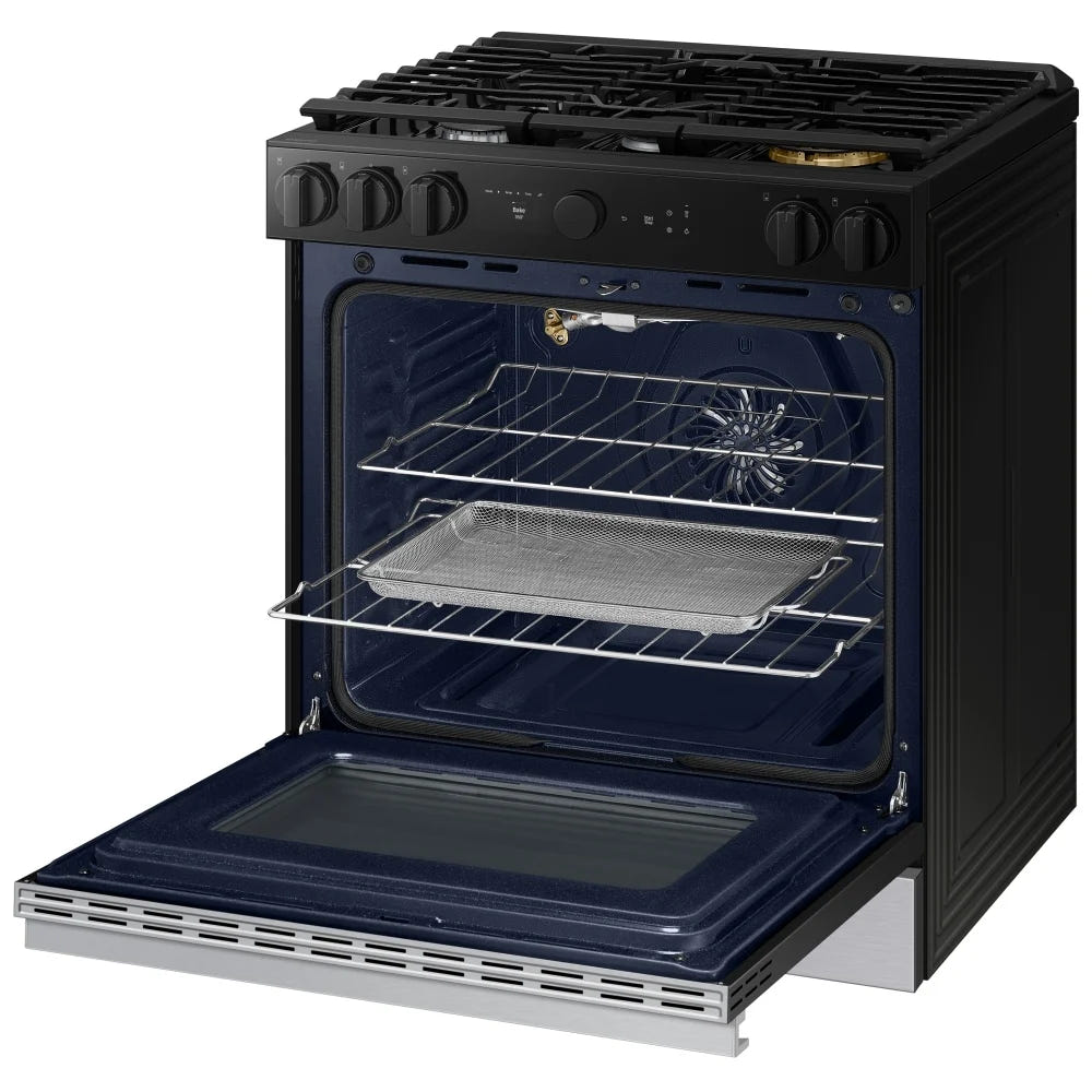Samsung Bespoke NSG6DG8700SRAA Gas Range, 6 cu. ft. Capacity, 30 inch Exterior Width, Self Clean, True Convection, 5 Burners, Storage Drawer, & , 23,000 BTU Highest Burner, Stainless Steel colour Smart Oven Camera
