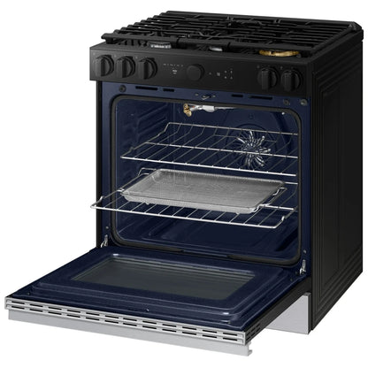 Samsung Bespoke NSG6DG8700SRAA Gas Range, 6 cu. ft. Capacity, 30 inch Exterior Width, Self Clean, True Convection, 5 Burners, Storage Drawer, & , 23,000 BTU Highest Burner, Stainless Steel colour Smart Oven Camera