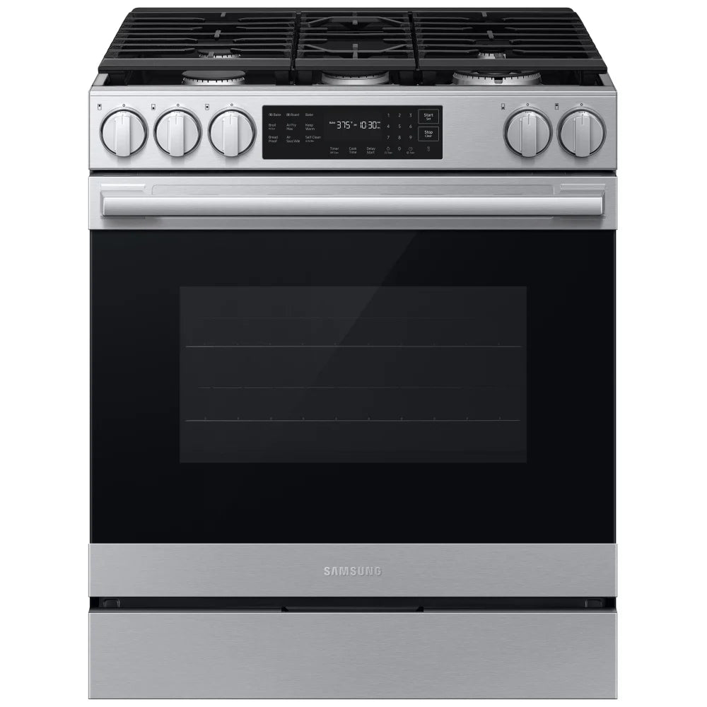 Samsung NSG80H60SRAA Gas Range, 6 cu. ft. Capacity, 30 inch Exterior Width, Self Clean, True Convection, 5 Burners, Storage Drawer, & , 18,000 BTU Highest Burner, Stainless Steel colour, SmartThings™