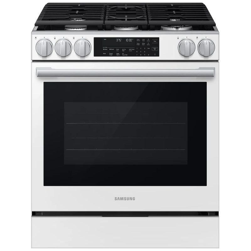 Samsung NSG90H60SWAA Gas Range, 6 cu. ft. Capacity, 30 inch Exterior Width, Self Clean, True Convection, 5 Burners, Storage Drawer, & , 23,000 BTU Highest Burner, White colour