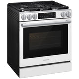 Samsung NSG90H60SWAA Gas Range, 6 cu. ft. Capacity, 30 inch Exterior Width, Self Clean, True Convection, 5 Burners, Storage Drawer, & , 23,000 BTU Highest Burner, White colour