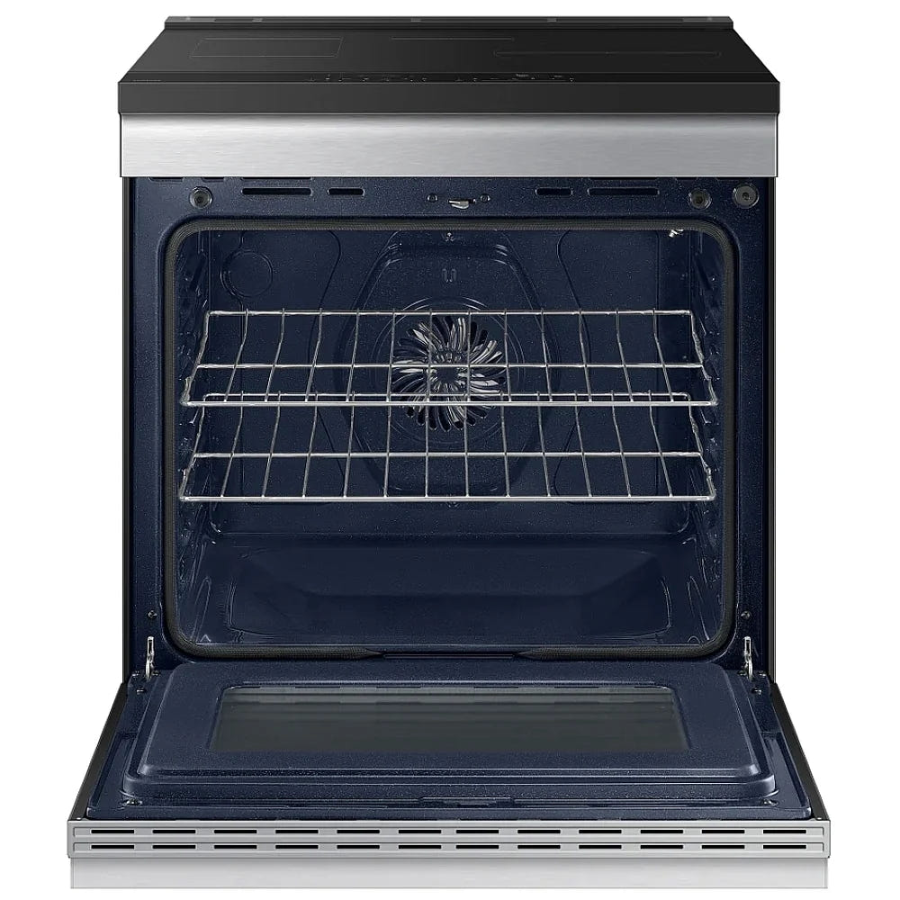 Samsung NSI6DG9500SRAC Induction Range, 6.3 cu. ft. Capacity, 30 inch Exterior Width, True Convection, 4 Burners, Storage Drawer, & , Self Clean, 4,300 Watts Highest Burner Element, Stainless Steel colour