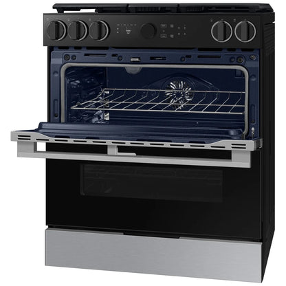 Samsung NSY6DG8550SRAC Dual Fuel Range, 6 cu. ft. Capacity, 30 inch Exterior Width, True Convection, Storage Drawer, & , Self Clean, Double Oven, Stainless Steel colour