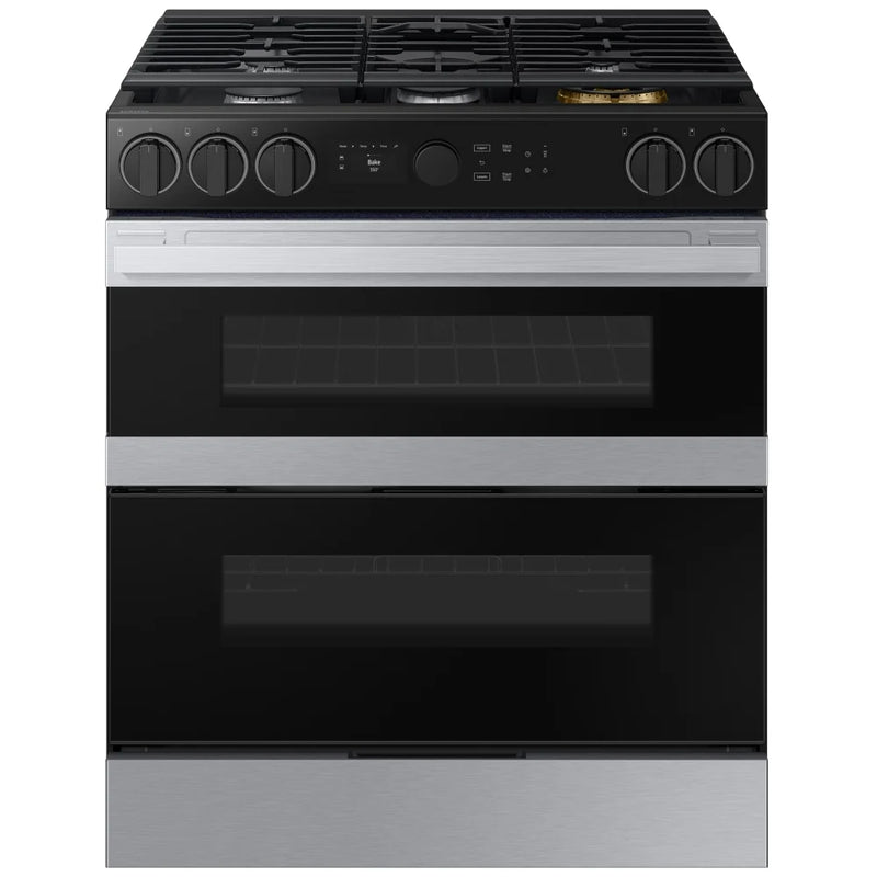 Samsung NSY6DG8550SRAC Dual Fuel Range, 6 cu. ft. Capacity, 30 inch Exterior Width, True Convection, Storage Drawer, Yes, Self Clean, Double Oven, Stainless Steel colour