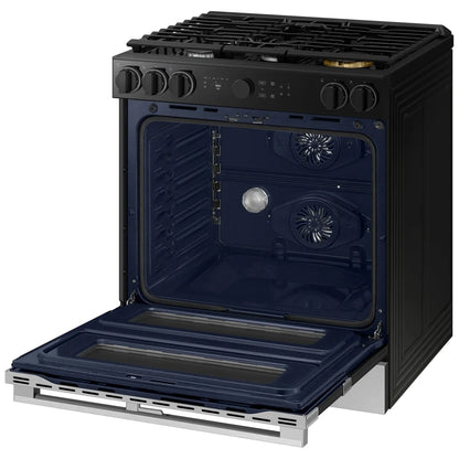 Samsung NSY6DG8550SRAC Dual Fuel Range, 6 cu. ft. Capacity, 30 inch Exterior Width, True Convection, Storage Drawer, & , Self Clean, Double Oven, Stainless Steel colour