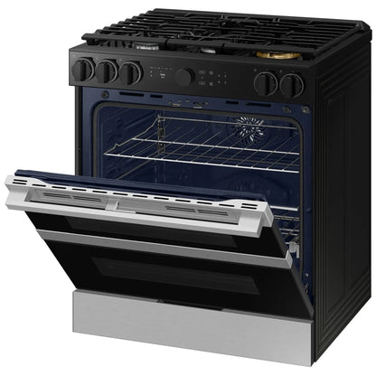 Samsung NSY6DG8550SRAC Dual Fuel Range, 6 cu. ft. Capacity, 30 inch Exterior Width, True Convection, Storage Drawer, & , Self Clean, Double Oven, Stainless Steel colour
