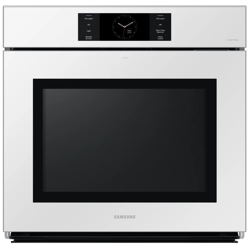 Samsung Bespoke NV51CB700S12AA Single Wall Oven, 30 inch Exterior Width, Convection, Self Clean, 5.1 cu. ft. Capacity, Temperature Probe, Wifi Enabled, Air Fry, White colour AlI Pro Cooking, Air Fry, Push-to-Open Door, FlexDuo