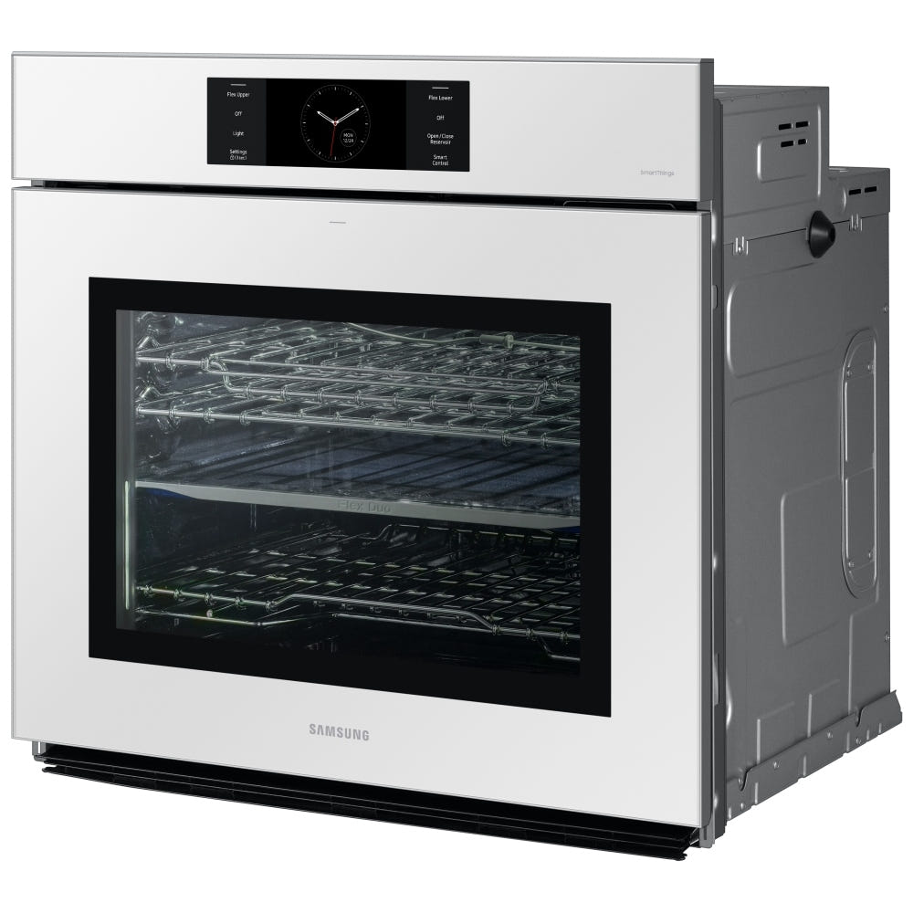 Samsung Bespoke NV51CB700S12AA Single Wall Oven, 30 inch Exterior Width, Convection, Self Clean, 5.1 cu. ft. Capacity, Temperature Probe, Wifi Enabled, Air Fry, White colour AlI Pro Cooking, Air Fry, Push-to-Open Door, FlexDuo